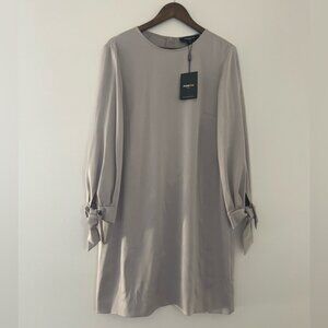 Paule Ka Silky Silver Chic Minimalist Pierre Tunic with Tie Sleeve Large